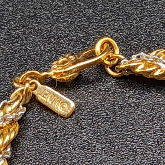 Monet Gold Silver Rope Chain Necklace, Sister Clasp, Gold Plated, 1960s Vintage - Picture 6 of 10